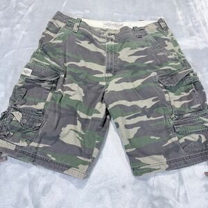 Lee Dungarees 36 Camo Cargo Shorts Woodland Camouflage Heavy Cotton Twill Y2k